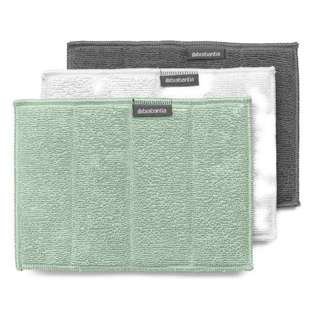Brabantia microfibre cleaning pads jade green set of 3 16x22cm - British product