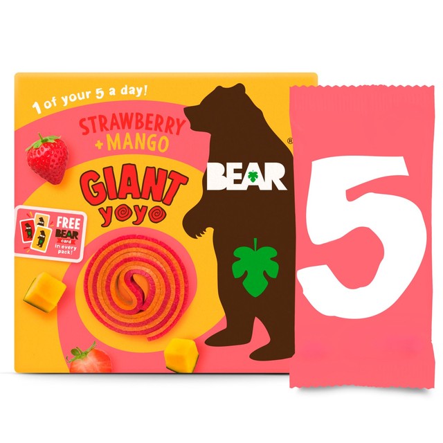 Bear Giant Fruit Yoyos strawberry and mango multipack 5 x 20g - British product