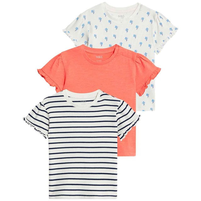 M&S short sleeve frilly tops patterned 0-3 months, imported from the UK