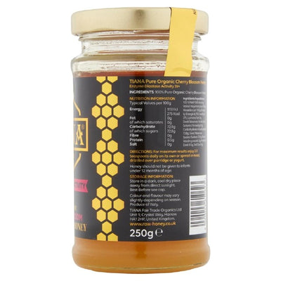 Miel actif cru biologique de fleur de cerisier Tiana 250g