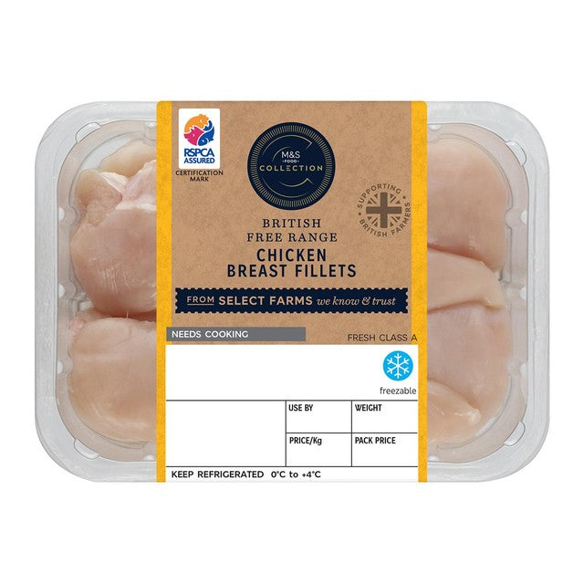 M&S free range chicken breast fillets 500g, imported from the UK