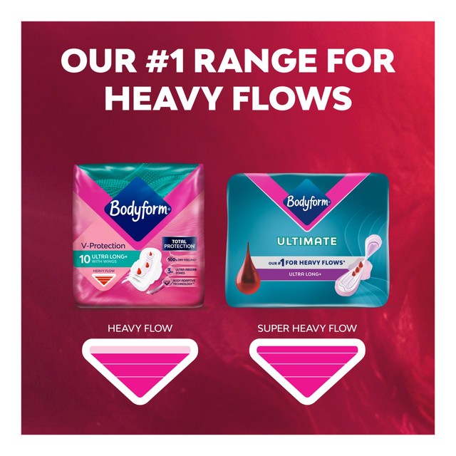 Bodyform Ultimate Ultra Long sanitary towels 10 pack - British product