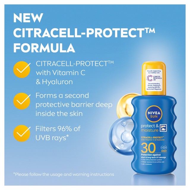 Nivea Sun Protect Moisture Sun Lotion Spray 200ml, imported from the UK
