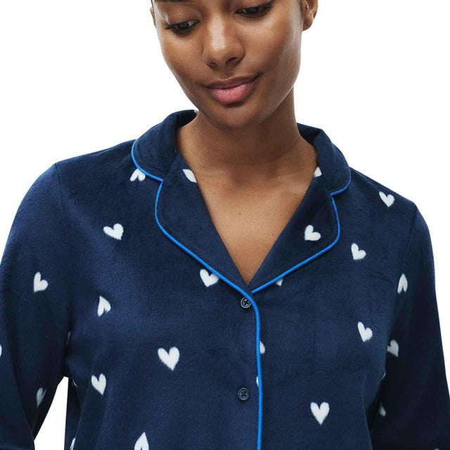 M&S fleece pyjama set navy heart print XXL - British product