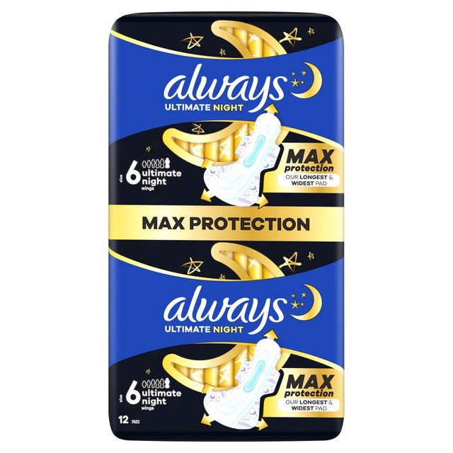Always Ultimate Night With Wings sanitary towels Size 6 - British product