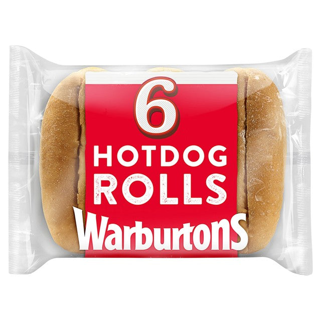 Warburtons sliced hot dog rolls 6 pack (British brand)