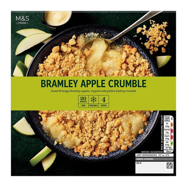 M&S Bramley Apple Crumble 500g, imported from the UK