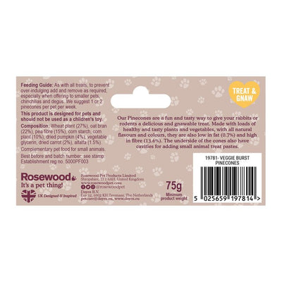 Rosewood Friandises Cônes de Pin Veggie Burst pour Petits Animaux 6 paquets