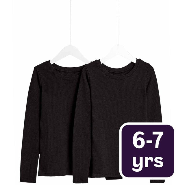 M&S Heatgen thermal tops black 6-7 years, imported from the UK