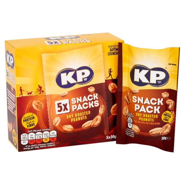 KP Dry Roasted Peanuts Multipack 5 x 30g, UK version