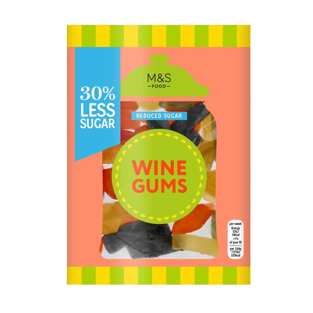 M&S 30% Reduced Sugar Wine Gums 175g, imported from the UK