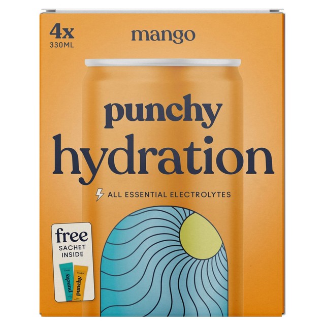 Punchy mango flavour hydration drink 4 x 330ml, imported from the UK