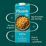 PLENISH organic soya unsweetened drink 1L, imported from the UK