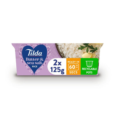 Tilda Butter and Sea Salt Jasmine Rice Ready-to-Eat Rice Pots 250g