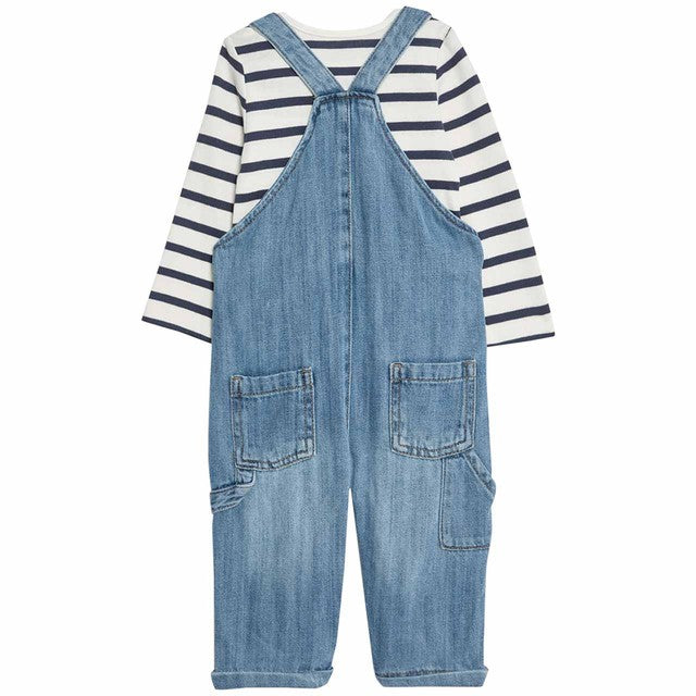 M&S denim dungaree outfit dark denim 0-3 months - British product
