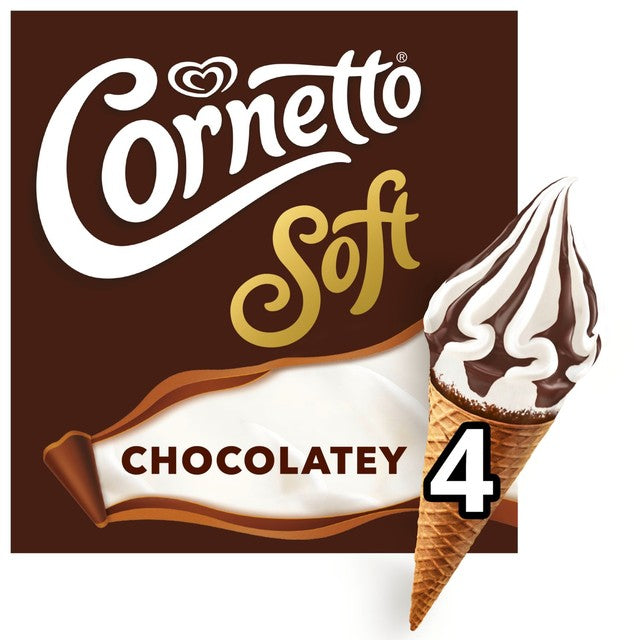Wall's Cornetto Soft Chocolatey ice cream cones 4 x 140ml - British product
