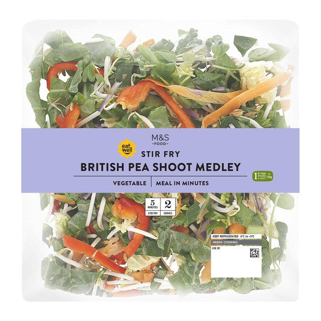 M&S pea shoot stir fry mix 300g, imported from the UK