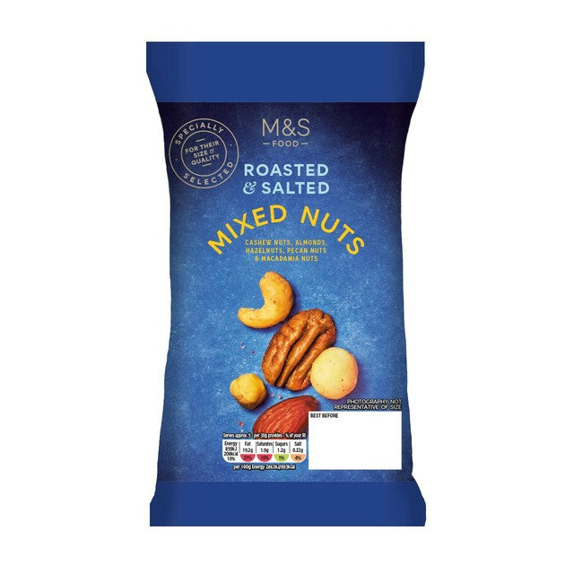 M&S Roasted & Salted Mixed Nuts 175g, imported from the UK