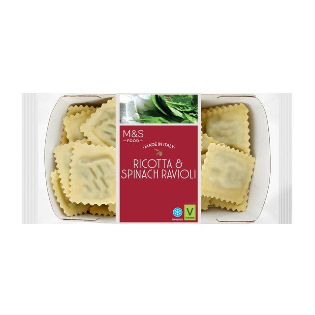 M&S ricotta and spinach ravioli 250g, imported from the UK