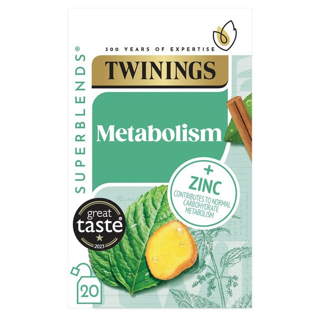 Twinings Superblends Metabolism peppermint spiced green tea nettle herbal tea blend 20 bags (British brand)