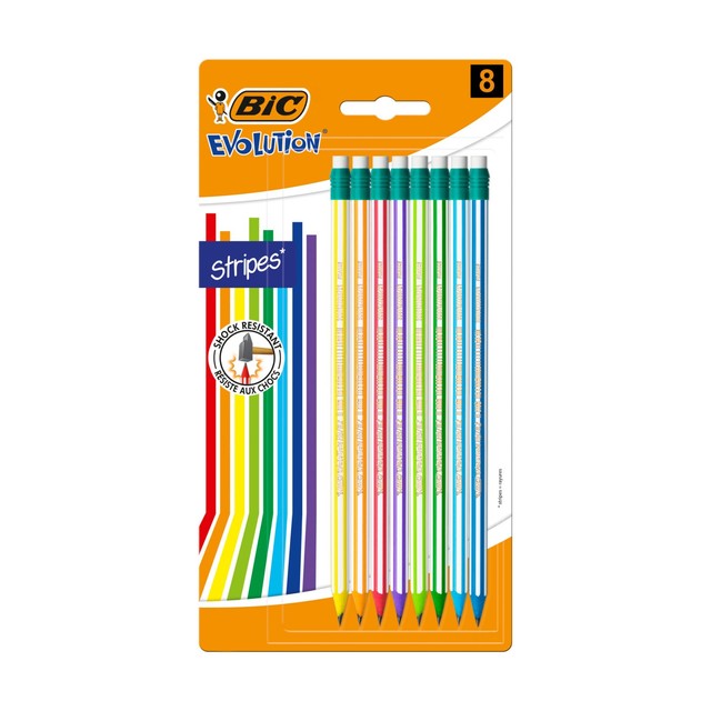 BIC Evolution Stripes with Eraser graphite pencils pack of 8 - British product