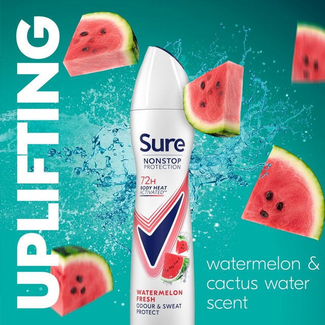 Sure Women's Anti-Perspirant Deodorant Spray Watermelon Fresh 250ml (British brand)