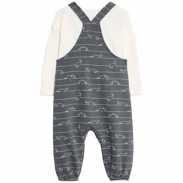 M&S Dino Dungarees set with T-shirt 6-9 Months, imported from the UK