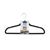 Addis velvet hangers black 5pk, imported from the UK