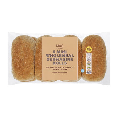 M&S Mini Wholemeal Submarine Rolls 8 Pack