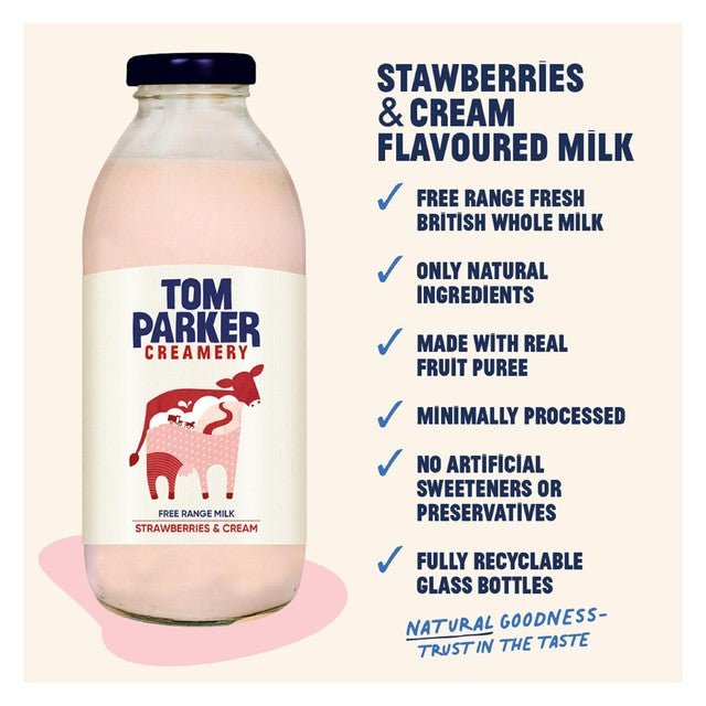 Tom Parker strawberries & cream flavoured milk 500ml (British brand)