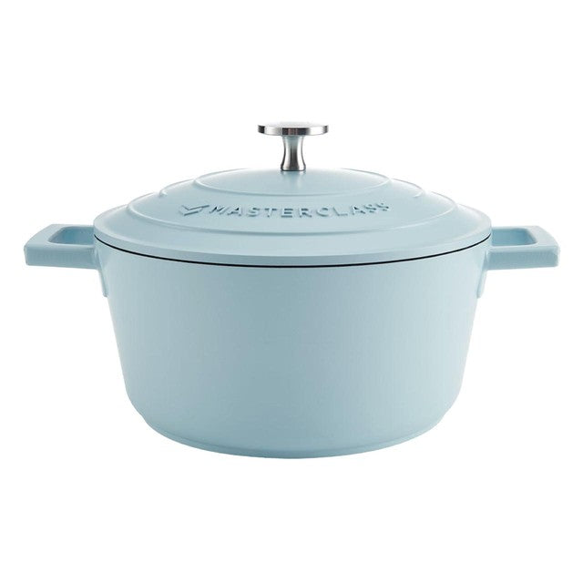 MasterClass sky blue cast aluminium casserole dish 2.5L, imported from the UK