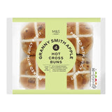 M&S Apple Hot Cross Buns 4 pack, imported from the UK