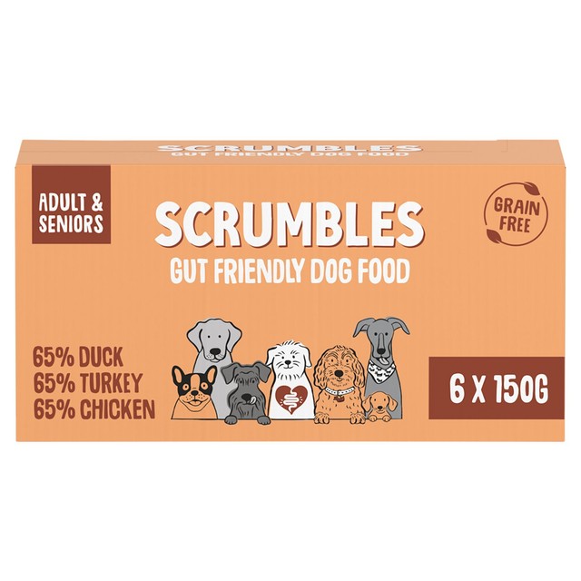 Scrumbles wet dog food multipack with chicken duck turkey 6x150g (British brand)
