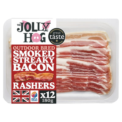 Jolly Hog Smoked Dry Cured Streaky Bacon Rashers 180g