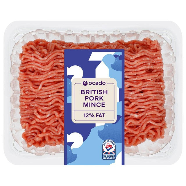 Ocado pork mince 12% fat 500g, imported from the UK
