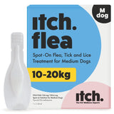 Itch flea and tick spot-on treatment for medium dogs (10-20kg), UK version