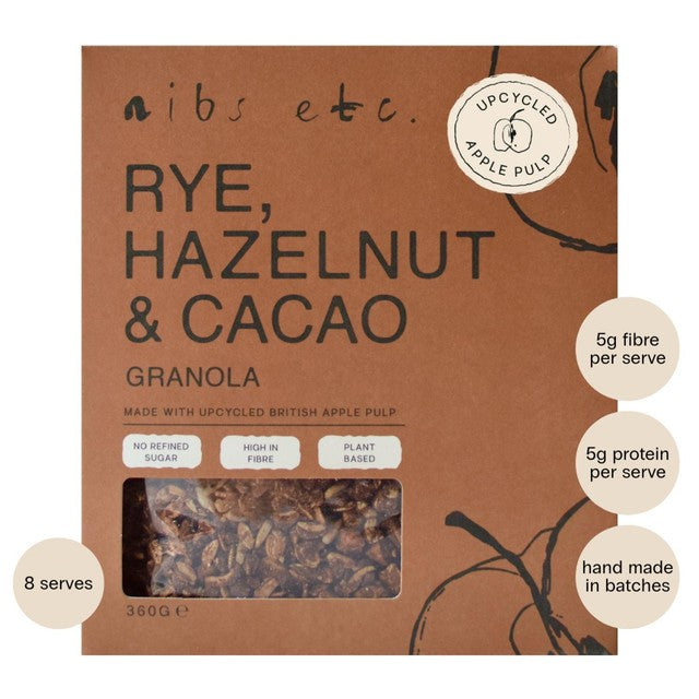 nibs etc. Rye Hazelnut Cacao Granola 360g, imported from the UK