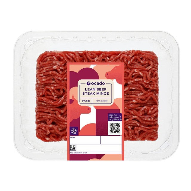 Ocado lean beef mince 250g, imported from the UK