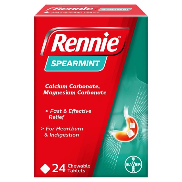 Rennie spearmint heartburn relief tablets 24 tablets, imported from the UK