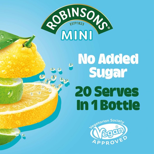 Robinsons Lemon Lime No Added Sugar Squash 66ml, imported from the UK
