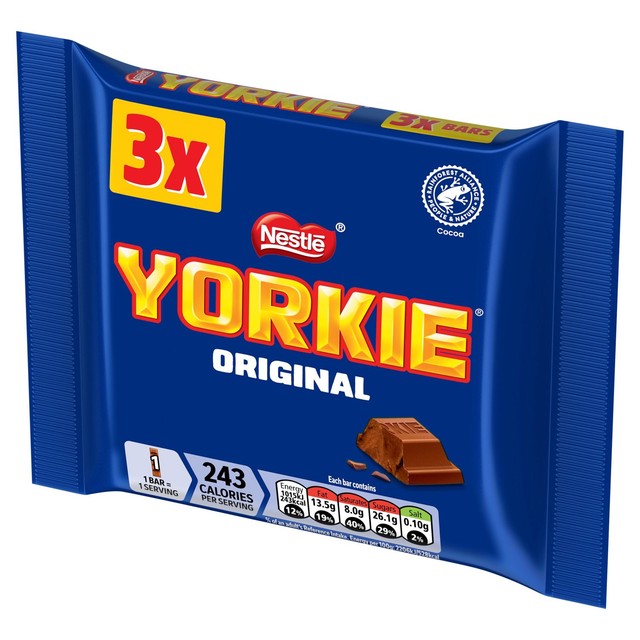 Yorkie Original milk chocolate bar 3x46g (British brand)