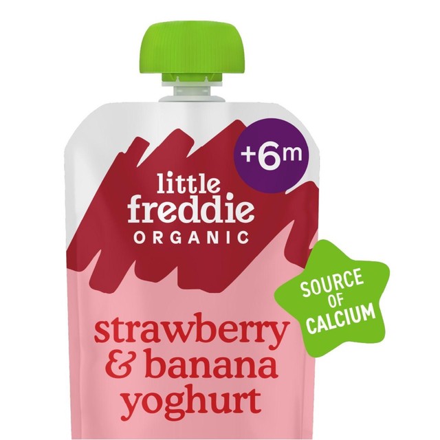 Little Freddie strawberry and banana yoghurt baby food pouch 100g, UK version