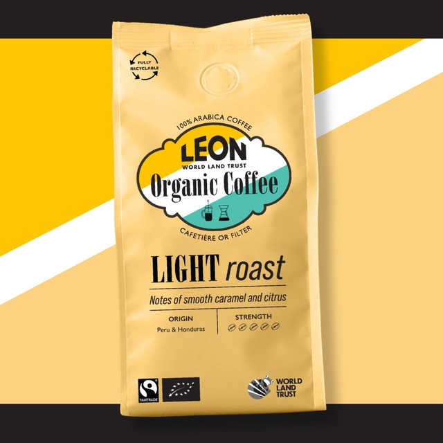 Leon light roast coffee beans 200g, UK version
