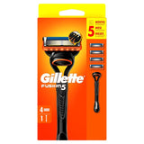 Gillette Fusion 5 manual razor starter pack with 4 blades, UK version