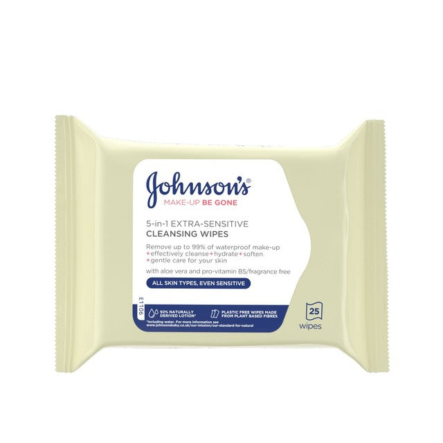 Johnson's Extra-Sensitive Cleansing Wipes 25 per pack, UK version