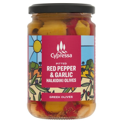 Cypressa Pitted Halkidiki Olives Red Pepper Garlic 315g