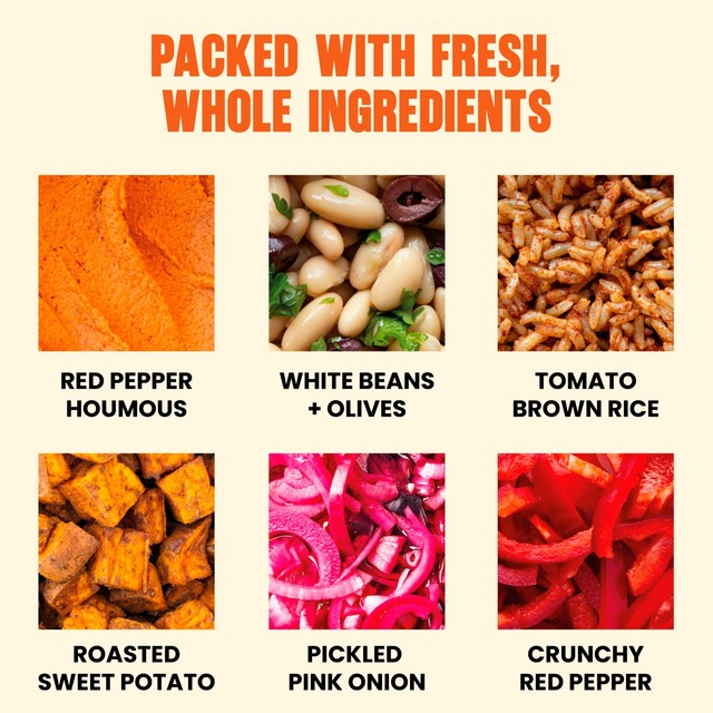 Pollen Grace red pepper houmous salad 275g, imported from the UK