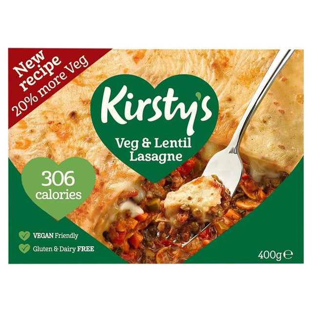 Kirsty's vegan lentil lasagne ready meal 400g, UK version