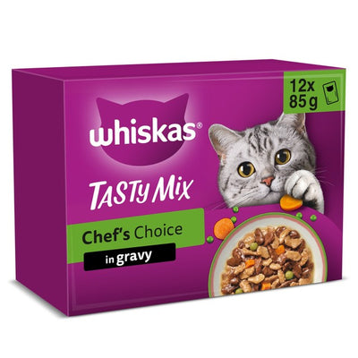 Whiskas 1+ Tasty Mix Chef's Choice Adult Wet Cat Food Pouches 12 x 85g