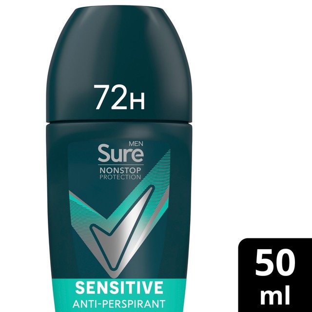 Sure men nonstop sensitive anti-perspirant deodorant roll on 50ml (British brand)